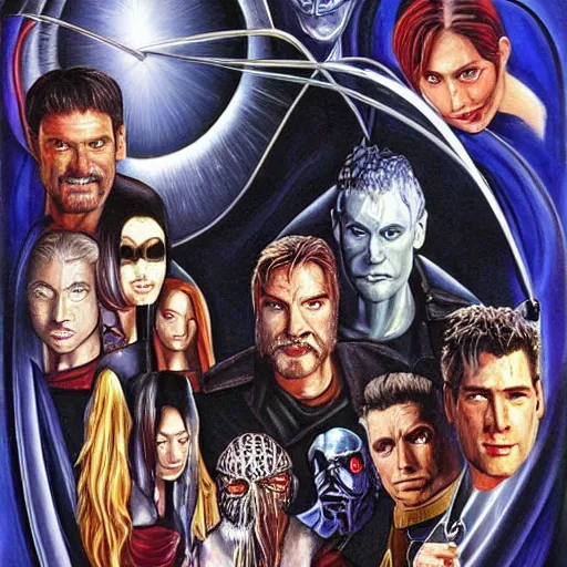 Image similar to the cast of farscape ( television show ), highly detailed painting