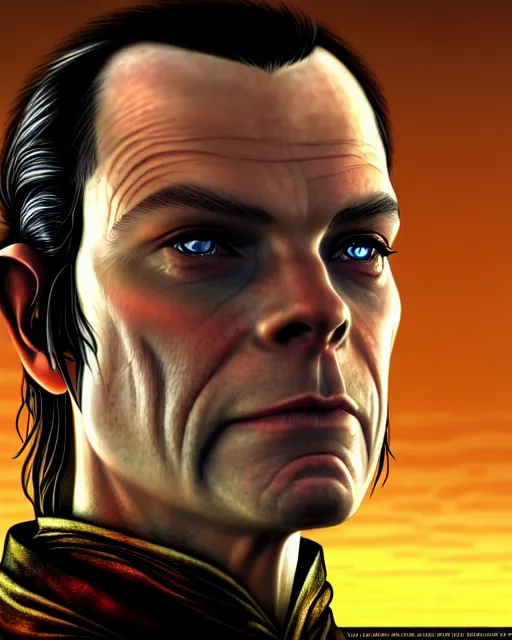 Prompt: Elrond from Lord of the rings in GTA V loading screen, GTA V Cover art by Stephen Bliss, boxart, loading screen,