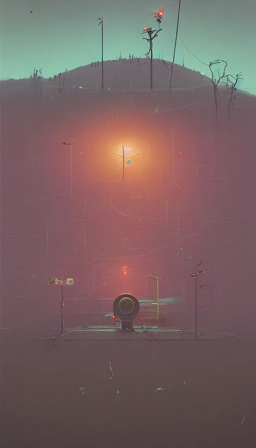 Prompt: techno artwork, by simon stalenhag