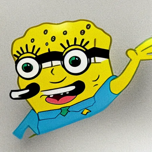 Prompt: photo realistic spongebob with mustache