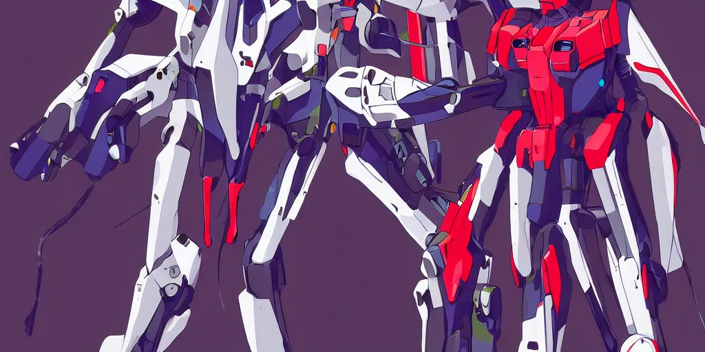 Image similar to the anime neon genesis evangelion mech suit , digital art, art station, tredning on art station, anime, colorful art