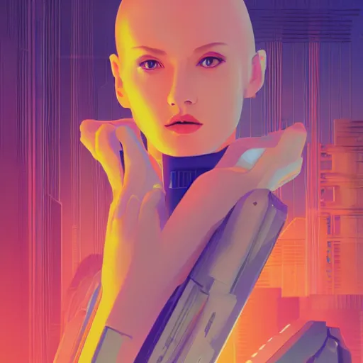 Image similar to portrait beautiful sci - fi girl, blade runner 2 0 4 9, futuristic desert city metropolis, digital art, pop art by hsiao - ron cheng