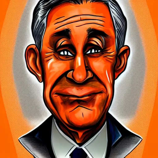Prompt: Jerome Powell orange jail! suit, digital art, caricature!, satire!