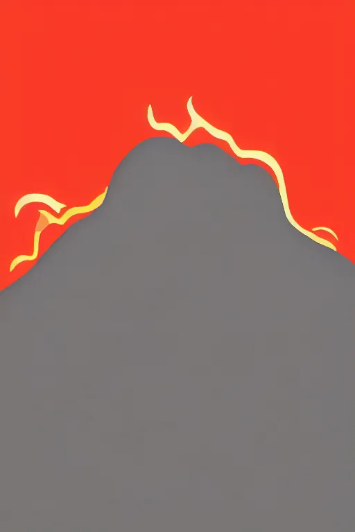 Prompt: a minimalist 2d drawing of lava flowing through mountains, phone wallpaper