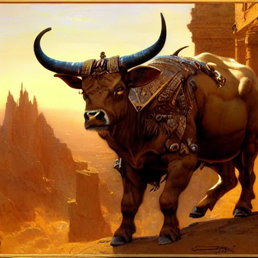 Image similar to minotaur, highly detailed painting by gaston bussiere, craig mullins, j. c. leyendecker, 8 k