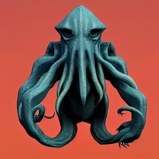 Image similar to a low poly model of Cthulhu