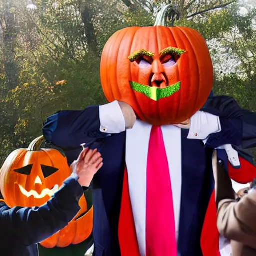 Image similar to donald trump wearing a halloween costume, hyper realistic, wide shot, photography, award winning, 8 k,