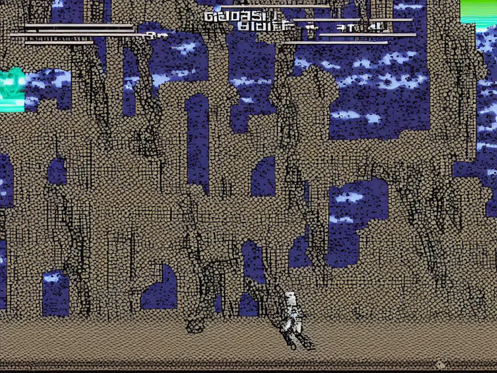 Prompt: Sega Mega Drive Genesis sidescroller game by H.R. Giger, Junji Ito, pixelated