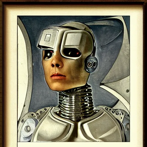 Image similar to a cyborg, by francesco botticini