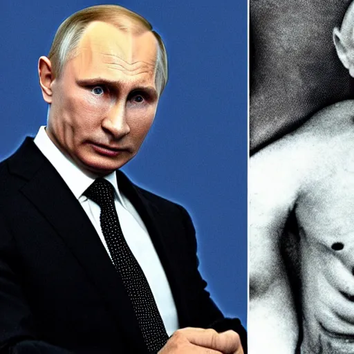 Image similar to vladimir putin crossed with voldemort