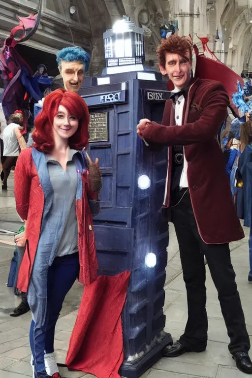 Image similar to doctor who cosplay convention, photorealistic, highly detailed,