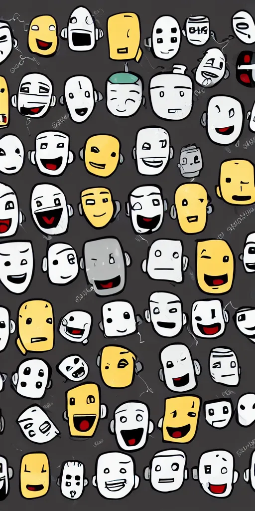 Image similar to extremely happy robot faces, expressive