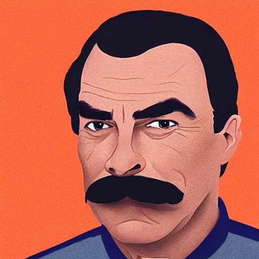 Image similar to tom selleck portrait illustrated by chris ware