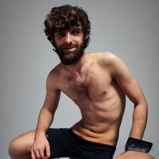 Image similar to high-resolution photograph of a lad showing off his hairy armpits