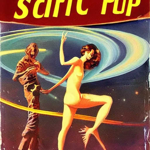 Prompt: beautiful painting for the cover of a pulp sci - fi novel