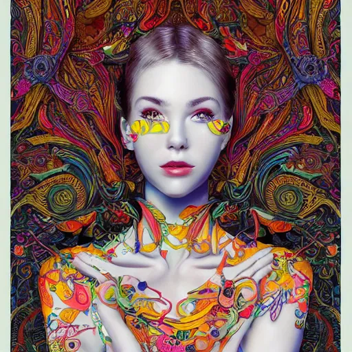 Image similar to the portrait of a beautiful and elegant young woman made up of peppers, an ultrafine detailed illustration by james jean, intricate linework, bright colors, final fantasy, behance contest winner, vanitas, angular, altermodern, unreal engine 5 highly rendered, global illumination, radiant light, detailed and intricate environment