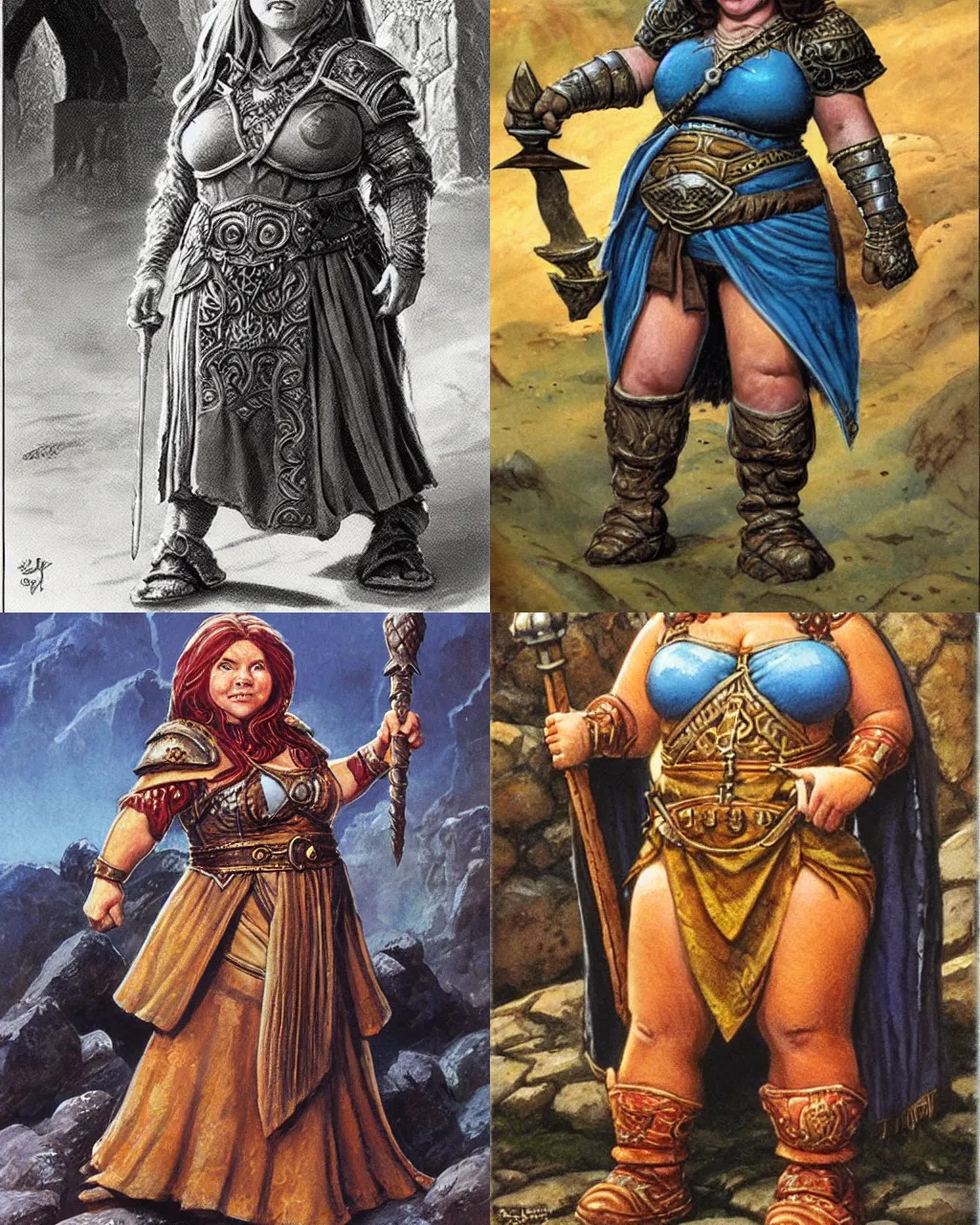 Image similar to female dwarven noblewoman, chubby short stature | by jeff easley