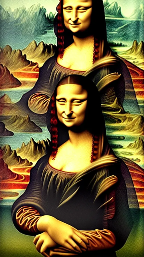 Image similar to the mona lisa in the style of dan hillier