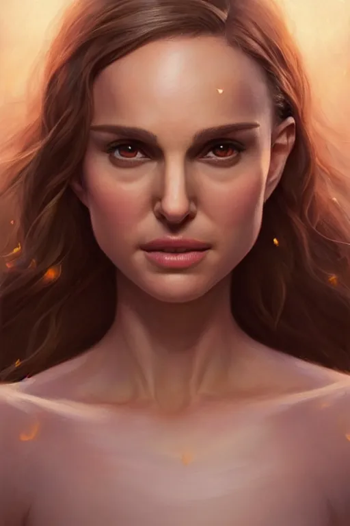 Prompt: Natalie Portman as a Smiling Goddess, soft, only two hands, highly detailed, digital painting, artstation, concept art, smooth, sharp focus, illustration, Unreal Engine 5, 8K, art by art by artgerm and greg rutkowski and edgar maxence