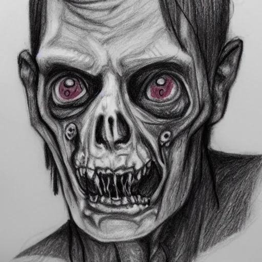 Image similar to pencil sketch of a zombie portrait