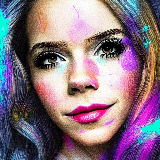 Image similar to a digital portrait of belle delphine, digital art by emma watson, instagram contest winner, computer art, glitch art, dystopian art, glitchy