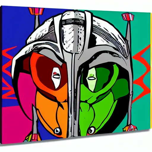 Prompt: Allen the Alien medieval armor, pop art style