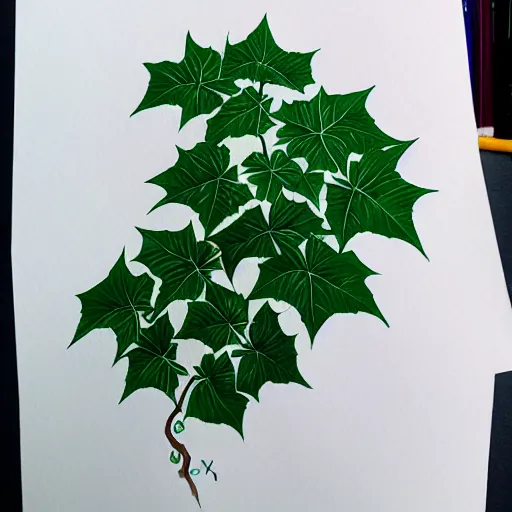 Image similar to ivy by xu wei, ink