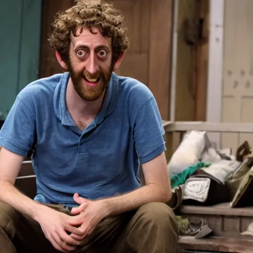 Image similar to thomas middleditch as rickety cricket, it's always sunny in philadelphia, 8 k