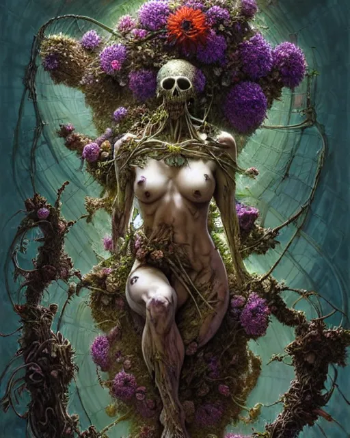 Image similar to the platonic ideal of flowers, rotting, insects and praying of cletus kasady ultimate carnage thanos dementor wild hunt doctor manhattan chtulu nazgul mandelbulb davinci, d & d, fantasy, ego death, detailed, intricate, hyperrealism, intense, scary, decay, dmt, art by artgerm and greg rutkowski and alphonse mucha