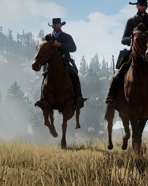 Image similar to Joe Biden in RDR2, gameplay screenshot, mid-shot