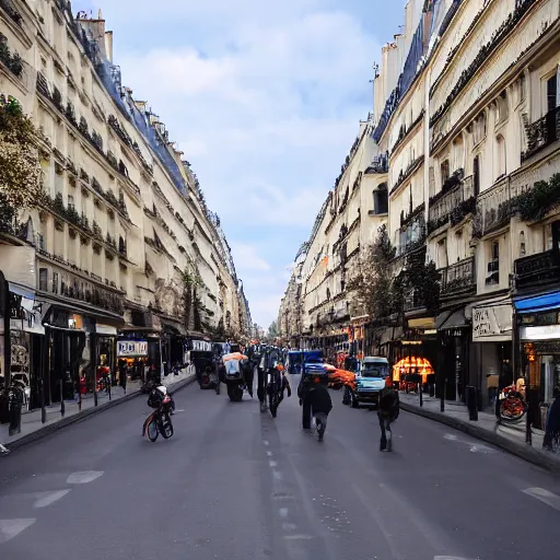 Prompt: a busy street on paris