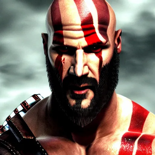 Prompt: Keanu Reeves as Kratos from god of war game