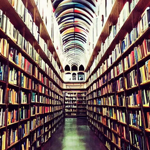 Prompt: “lost in a labyrinth that is Powell’s City of Books”