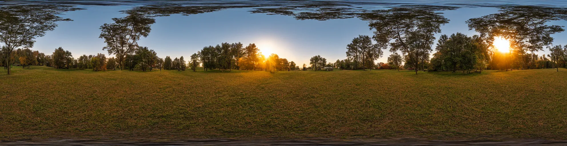 Prompt: spherical panorama photo of country american village streen dawn 5 0 mm