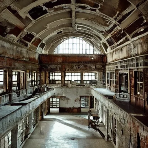 Image similar to a beautiful interiors of Alcatraz. Majestic, gorgeous, atmospheric, highly detailed, 4k