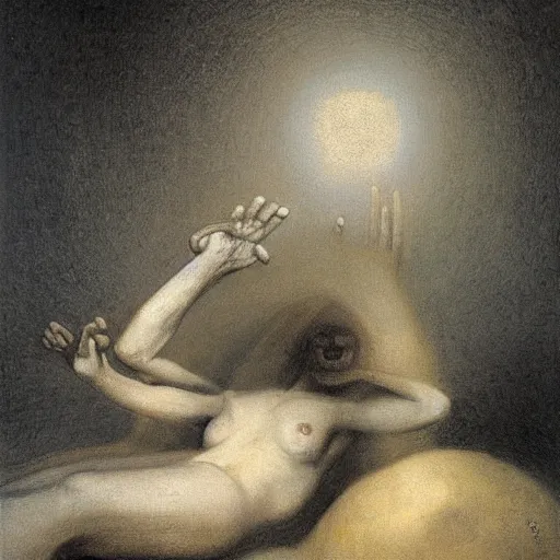 Prompt: the eyeless see all, by Odd Nerdrum, by Francisco Goya, by M.C. Escher, very detailed, colorful, beautiful, eerie, surreal, psychedelic