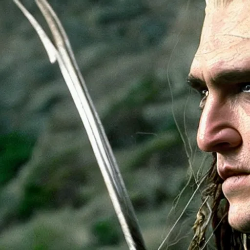 Image similar to A still of Johnny Depp as Legolas in Lord of the Rings (2001)