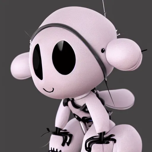 Prompt: cute fumo plush of a gothic maid robot bug, anime, vray