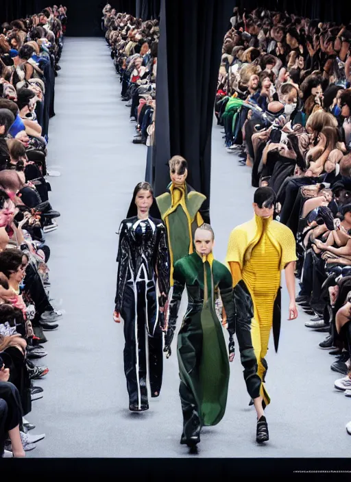 Image similar to hyperrealistic and heavy detailed balenciaga runway show of mortal kombat, leica sl 2 5 0 mm, vivid color, high quality, high textured, real life