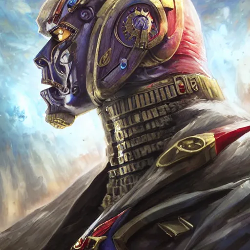 Prompt: Jeffrey Epstein as the emperor of humanity from warhammer 40k, detailed face made by stanly artgerm lau, wlop, rossdraws, james jean, andrei riabovitchev ,marc simonetti