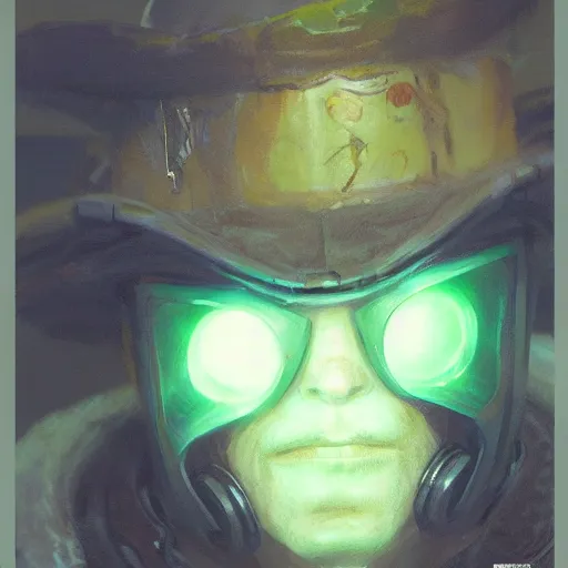 Image similar to snufkin as a realistic scifi cyberpunk character, closeup portrait art by donato giancola and greg rutkowski, vintage retro scifi, realistic face, digital art, trending on artstation, symmetry!!!