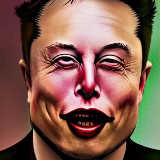 Image similar to elon musk playing joker 8 k, highly detailed face