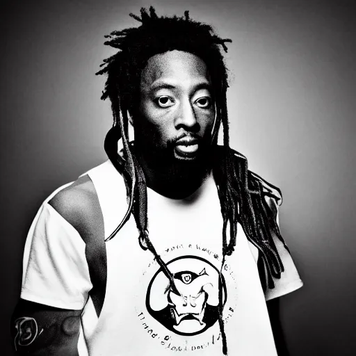 Image similar to monochrome HD digital studio photograph of the ODB from wu tang Clan