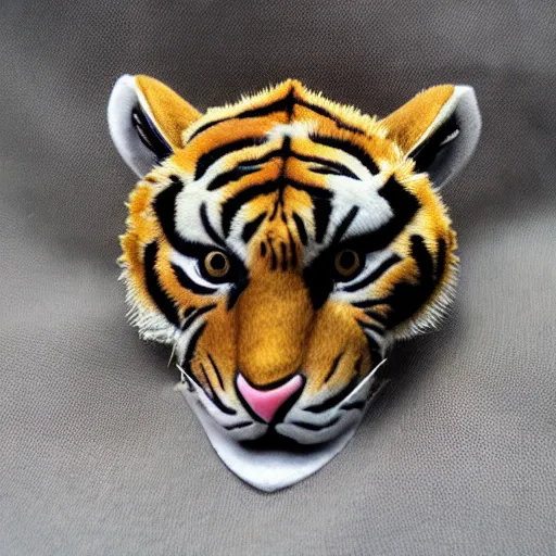 Image similar to photo realistic miniature sabretooth tiger house cat sabertooth, detail, featured