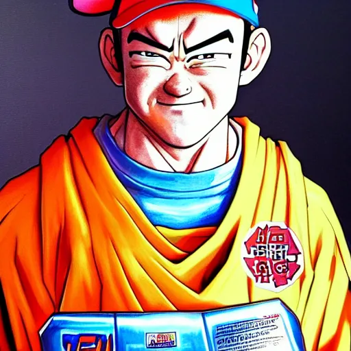 Image similar to Painting of David Koechner, official, detailed, character dragonball, award winning artwork, Akira Toriyama