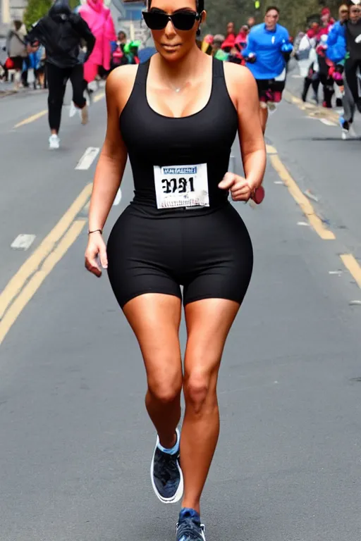 Image similar to Kim Kardashian running marathon hot