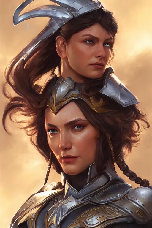 Image similar to amazon valkyrie athena, d & d, fantasy, portrait, highly detailed, headshot, digital painting, trending on artstation, concept art, sharp focus, illustration, art by artgerm and greg rutkowski and magali villeneuve