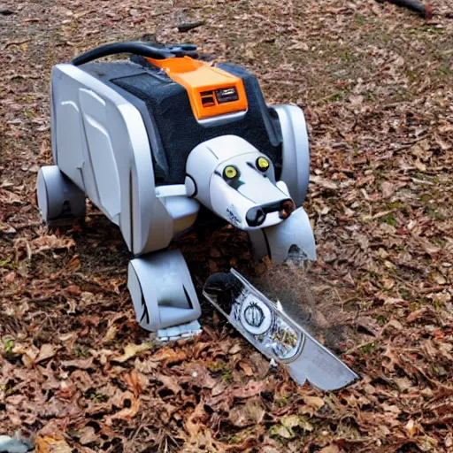 Prompt: robotic hound with a chainsaw mouth