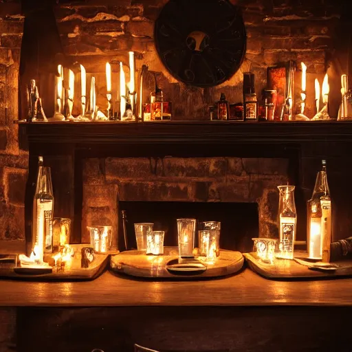 Prompt: smoky and dark tavern with candles