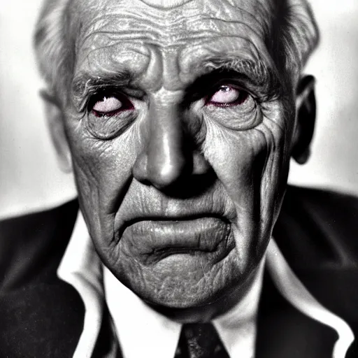 Image similar to a photo of a old man crying with glowing white eyes, photo by george hurrell